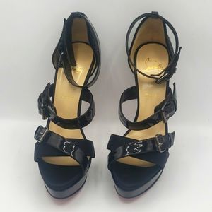 Christian Louboutin size 40 1/2 color black with crystals THIS ITEM IS USED 100%